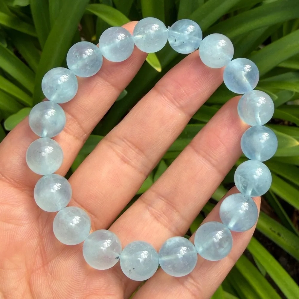 11mm stretchable blue aquamarine‎ bracelet 0351